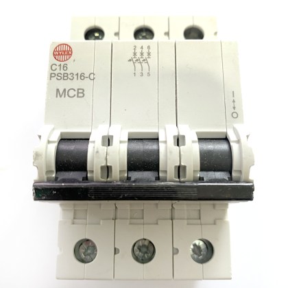 Wylex PSB316-C White Clip C16 16A 16 Amp 3 Pole Phase MCB Circuit Breaker Type C